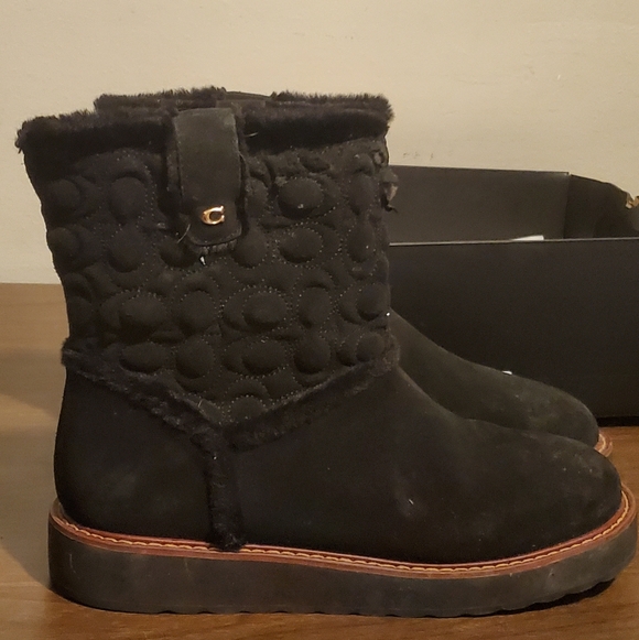 Coach Ivy Suade Brand Shoes - Women's Black Winter Boots
